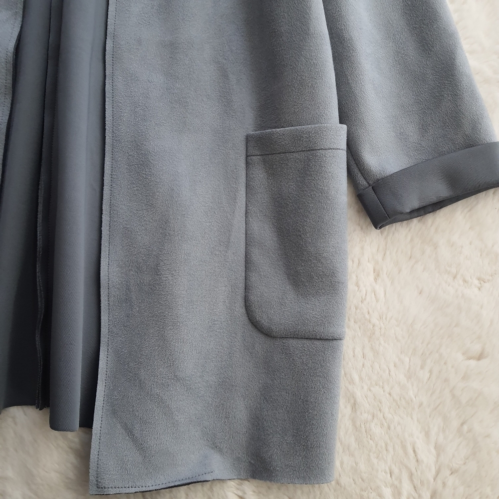 ZARA Blue Faux Suede Coat Womens Size S Drop Shoulder - Picture 9 of 13